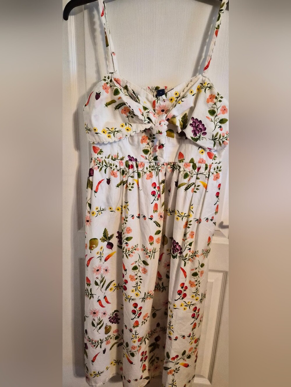 Old Navy White Sundress with Multicolor Floral & Fruit Print